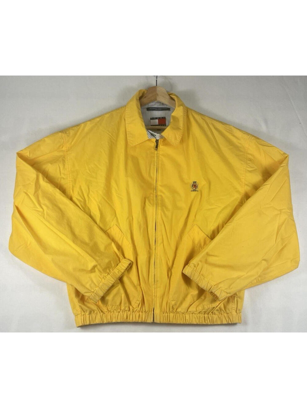 Vintage Tommy Hilfiger Yellow Harrington Embroidered Chest Jacket Sz XL